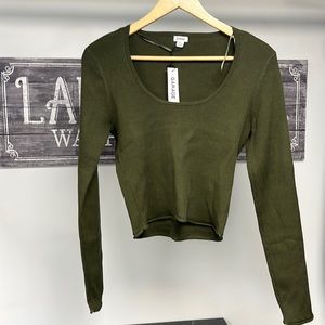 Scoop Neck Ribbed Long Sleeve